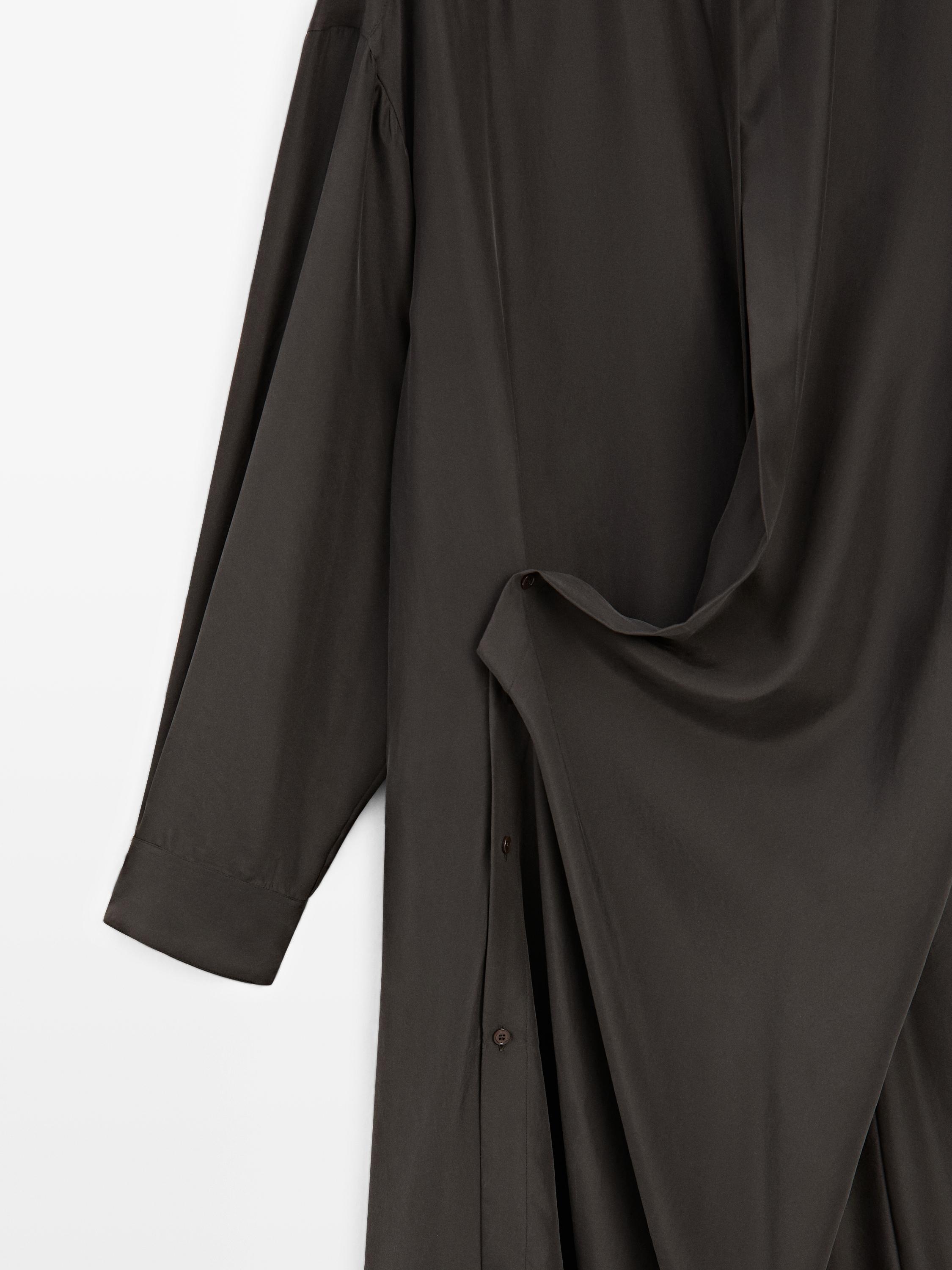 100% silk midi dress with fastening detail - STUDIO